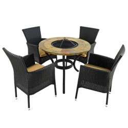 Bayfield Firepit 89cm Table With 4 Stockholm Black Chair Set [picture 15] a detail image front
