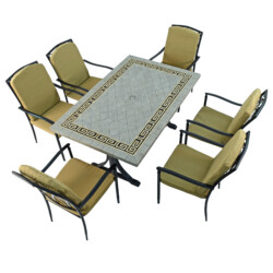 Burlington Dining Table With 6 Ascot Deluxe Chair Set [picture 02] a white background image
