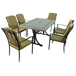 Burlington Dining Table With 6 Ascot Deluxe Chair Set [picture 03] a white background image