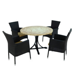 Provence Dining Table With 4 Stockholm Black Chair Set [picture 03] a white background image