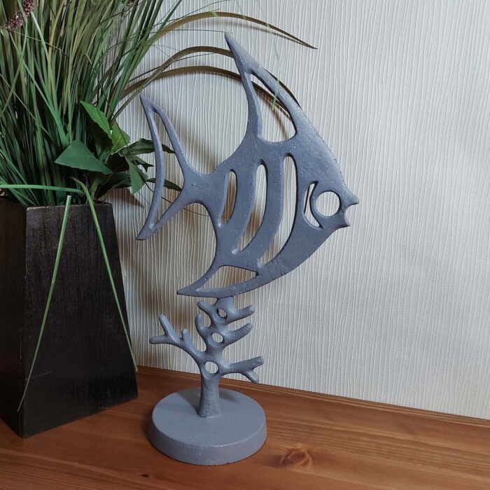 Angel Fish Elur Iron Ornament 37cm Grey Shimmer [picture 01] a lifestyle image