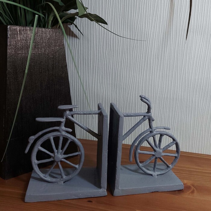 Bicycle Elur Iron Book Ends 13cm Grey Shimmer [picture 01] a lifestyle image
