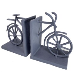 Bicycle Elur Iron Book Ends 13cm Grey Shimmer [picture 02] a white background image