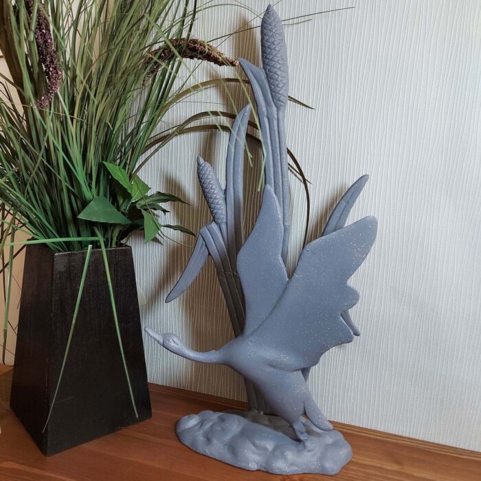 Bird In Reeds Elur Iron Ornament 47cm Grey Shimmer [picture 01] a lifestyle image
