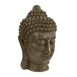 Buddha Head 40cm Carved Wood Effect [picture 02] a white background image