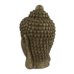 Buddha Head 40cm Carved Wood Effect [picture 03] a white background image