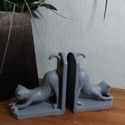Cat Elur Iron Book Ends 13cm Grey Shimmer [picture 01] a lifestyle image