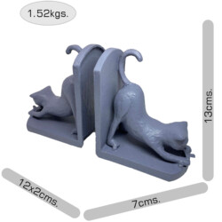 Cat Elur Iron Book Ends 13cm Grey Shimmer [picture 10] dimensions height 13cm x width 12x2cm x depth 7cm weight 1.52kg