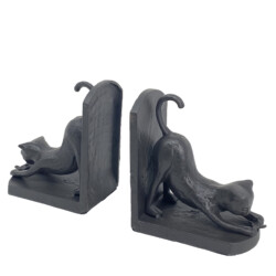 Cat Elur Iron Book Ends 13cm Mocha [picture 03] a white background image