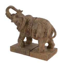 Elephant Bookends 23cm Carved Wood Effect [picture 03] a white background image