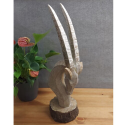 Oryx Head 53cm Carved Wood Effect [picture 01] a lifestyle image
