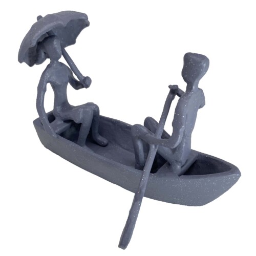 Romantic Boat Trip Elur Iron Figurine 11cm Grey Shimmer [picture 02] a white background image