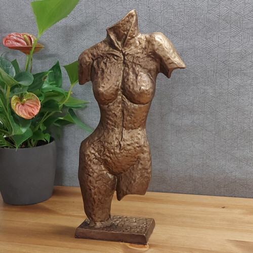 Torso Sculpture Elur Aluminium Ornament 38cm Golden Brown [picture 01] a lifestyle image