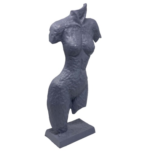 Torso Sculpture Elur Aluminium Ornament 38cm Grey Shimmer [picture 02] a white background image