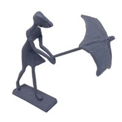 Umbrella Girl In Wind Elur Iron Figurine 15cm Grey Shimmer [picture 02] a white background image