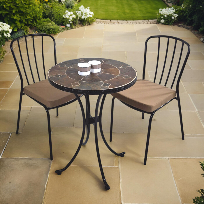 Ondara 60cm Bistro Table With 2 Milan Chair Set [picture 01] a garden lifestyle image