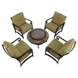 Villena 91cm Coffee Table With 4 Windsor Deluxe Lounge Chair Set [picture 03] a white background image