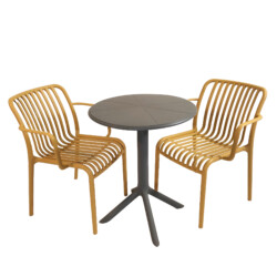 Anders Bistro Table Nickel Grey With 2 Alma Armchair Saffron Set [picture 04] a detail image
