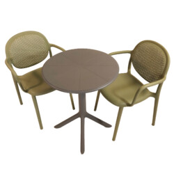 Anders Bistro Table Nickel Grey With 2 Stina Armchair Avocado Set [picture 02] a white background image