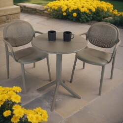 Anders Bistro Table Nickel Grey With 2 Stina Armchair Nickel Grey Set [picture 01] a garden lifestyle image