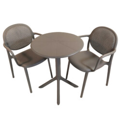 Anders Bistro Table Nickel Grey With 2 Stina Armchair Nickel Grey Set [picture 02] a white background image