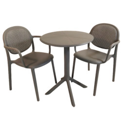 Anders Bistro Table Nickel Grey With 2 Stina Armchair Nickel Grey Set [picture 04] a detail image