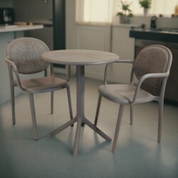 Anders Bistro Table Nickel Grey With 2 Stina Armchair Nickel Grey Set [picture 08] a lifestyle image
