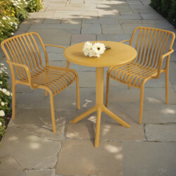Anders Bistro Table Saffron With 2 Alma Armchair Saffron Set [picture 01] a garden lifestyle image