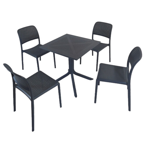 Clip 70Cm Table With 4 Bistrot Chair Set Anthracite [picture 02] a white background image