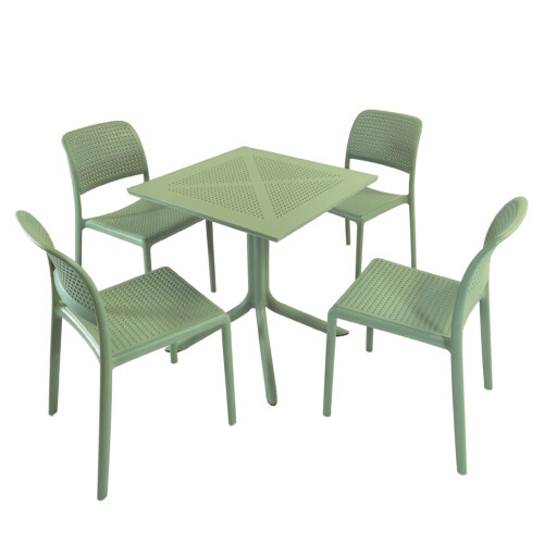 Clip 70Cm Table With 4 Bistrot Chair Set Olive [picture 02] a white background image