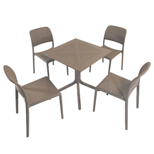Clip 70Cm Table With 4 Bistrot Chair Set Turtle Dove [picture 02] a white background image