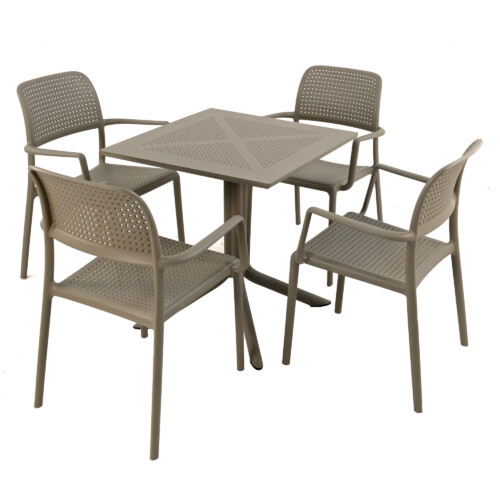 Clip 70Cm Table With 4 Bora Chair Set Turtle Dove [picture 02] a white background image