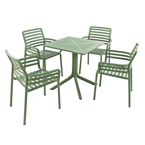 Clip 70Cm Table With 4 Doga Chair Set Olive [picture 02] a white background image