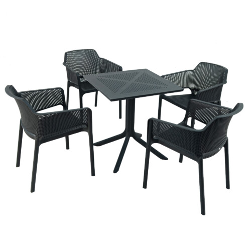 Clip 70Cm Table With 4 Net Chair Set Anthracite [picture 02] a white background image