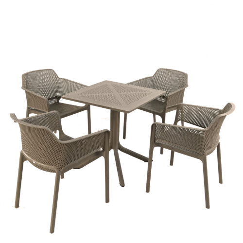Clip 70Cm Table With 4 Net Chair Set Turtle Dove [picture 02] a white background image