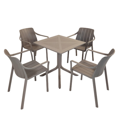 Clip 70Cm Table With 4 Tiberina Armchair Set Turtle Dove [picture 02] a white background image