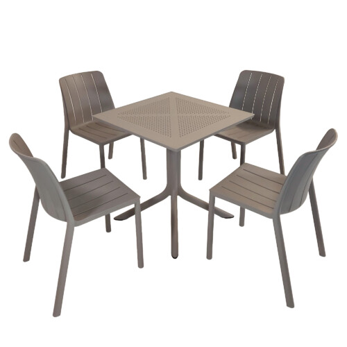 Clip 70Cm Table With 4 Tiberina Bistrot Chair Set Turtle Dove [picture 02] a white background image