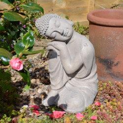 Buddha Crouching 37cm Weathered Dark Stone Effect [picture 01] a lifestyle image