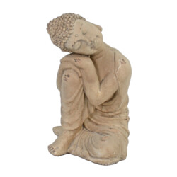 Buddha Crouching 37cm Weathered Dark Stone Effect [picture 02] a white background image