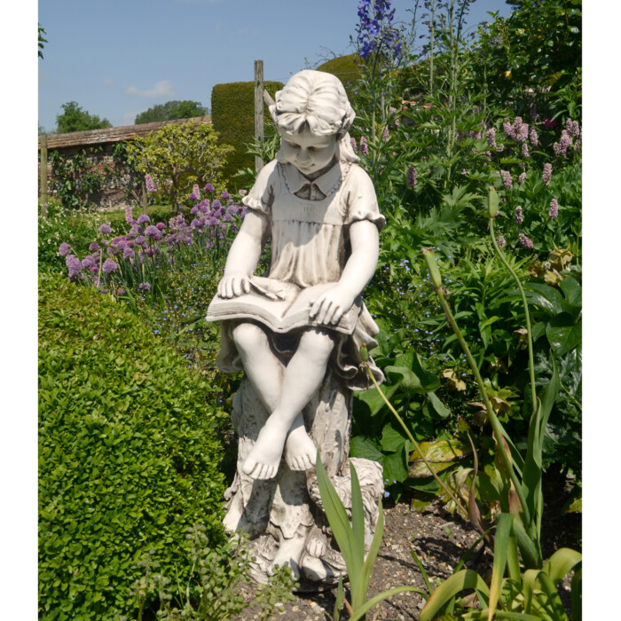 Mary Reading Girl 89cm Antique Stone Effect [picture 01] a lifestyle image