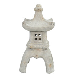 Pagoda Lantern Large 63cm Weathered Light Stone Effect [picture 03] a white background image