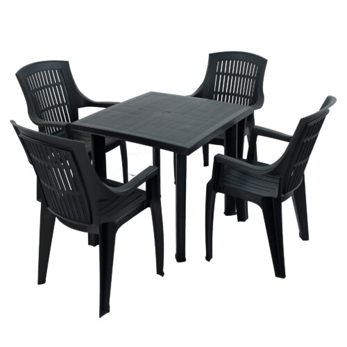 Rapino Square Table With 4 Parma Chair Set Anthracite [picture 02] a white background image