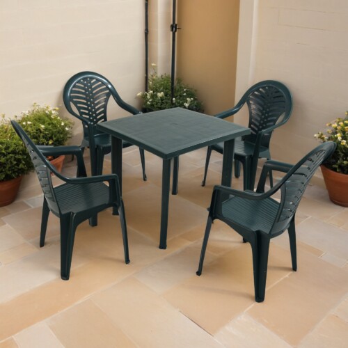 Rapino Square Table With 4 Pineto Chair Set Green [picture 01] a garden lifestyle image