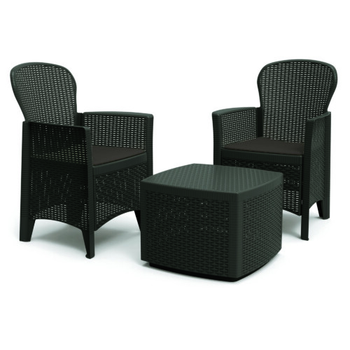 Sicily Side Table With 2 Sicily Chair Set Anthracite [picture 02] a white background image