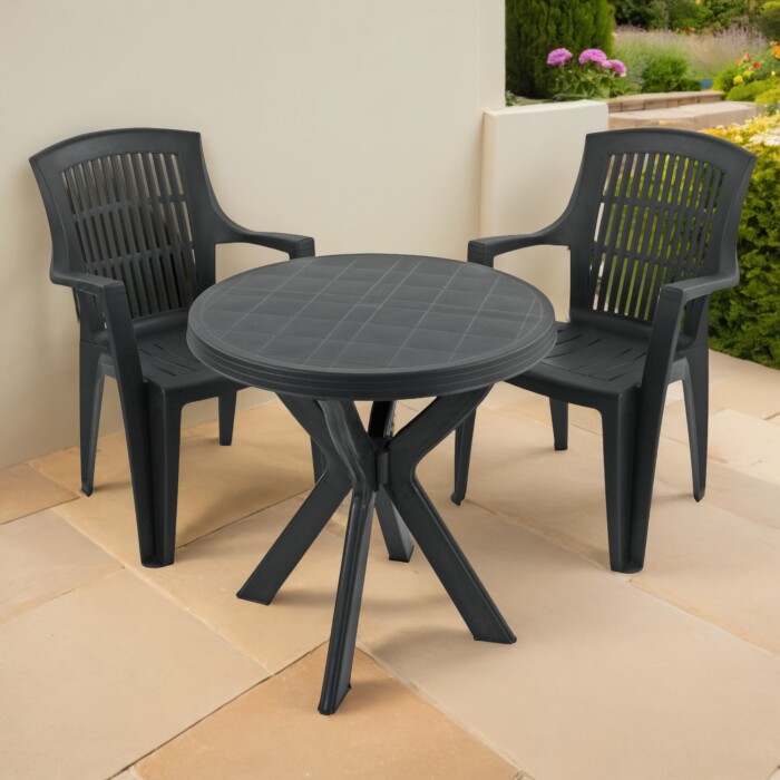 Tivoli Bistro Table With 2 Parma Chair Set Anthracite [picture 01] a garden lifestyle image