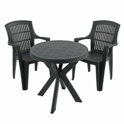 Tivoli Bistro Table With 2 Parma Chair Set Anthracite [picture 02] a white background image