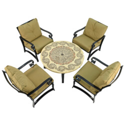 Avignon 110Cm Coffee Table With 4 Windsor Deluxe Lounge Chair Set picture 02 a white background image