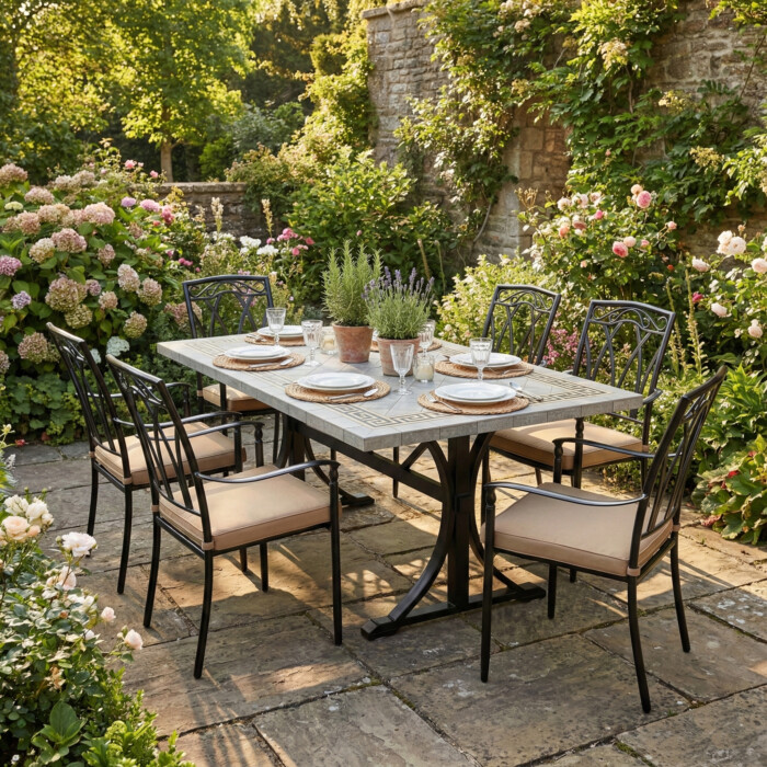 Burlington Dining Table With 6 Ascot Chair Set picture 01 a garden lifestyle image