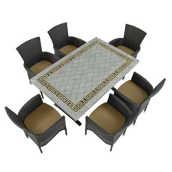 Burlington Dining Table With 6 Stockholm Brown Chair Set picture 03 a white background image