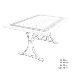 Burlington Dining Table picture 30 dimensions height 74cm x width 152cm x depth 96cm weight 75.1kg